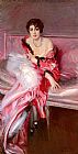 Giovanni Boldini Portrait Of Madame Juillard In Red painting